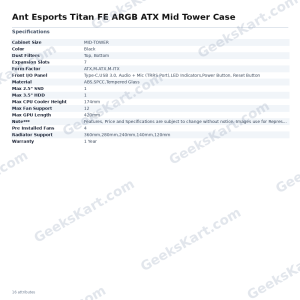 Ant Esports Titan FE ARGB ATX Mid Tower Case