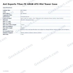 Ant Esports Titan FE ARGB ATX Mid Tower Case