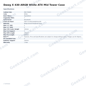 Dawg X 430 ARGB White ATX Mid Tower Case