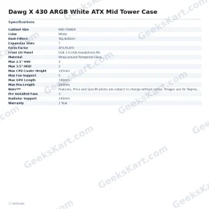 Dawg X 430 ARGB White ATX Mid Tower Case