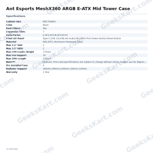 Ant Esports MeshX360 ARGB E-ATX Mid Tower Case
