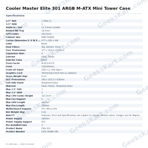 Cooler Master Elite 301 ARGB M-ATX Mini Tower Case