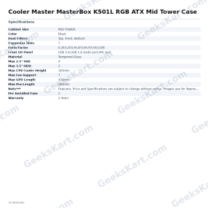 Cooler Master MasterBox K501L RGB ATX Mid Tower Case