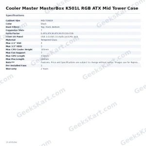 Cooler Master MasterBox K501L RGB ATX Mid Tower Case