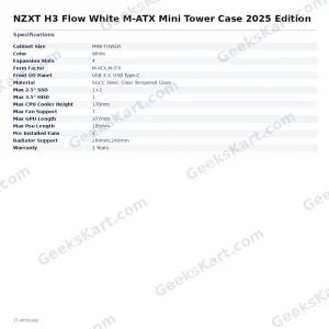 NZXT H3 Flow White M-ATX Mini Tower Case 2025 Editi