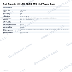 Ant Esports X2 LCD ARGB ATX Mid Tower Case