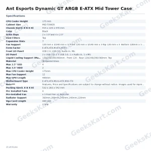 Ant Esports Dynamic GT ARGB E-ATX Mid Tower Case