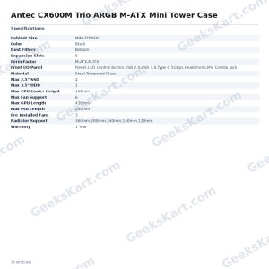Antec CX600M Trio ARGB M-ATX Mini Tower Case
