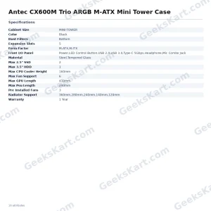 Antec CX600M Trio ARGB M-ATX Mini Tower Case