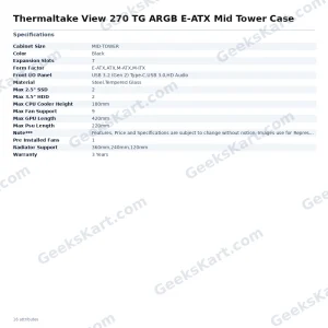 Thermaltake View 270 TG ARGB E-ATX Mid Tower Case