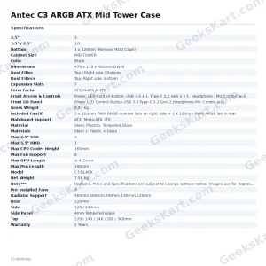 Antec C3 ARGB ATX Mid Tower Case