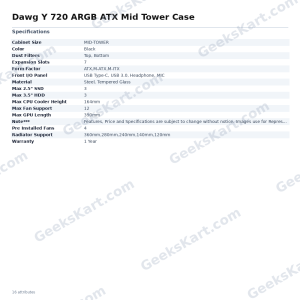 Dawg Y 720 ARGB ATX Mid Tower Case