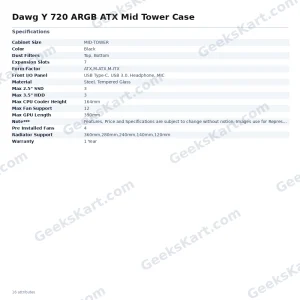 Dawg Y 720 ARGB ATX Mid Tower Case