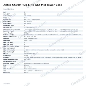 Antec CX700 RGB Elite ATX Mid Tower Case