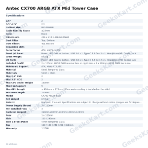 Antec CX700 ARGB ATX Mid Tower Case