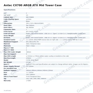 Antec CX700 ARGB ATX Mid Tower Case