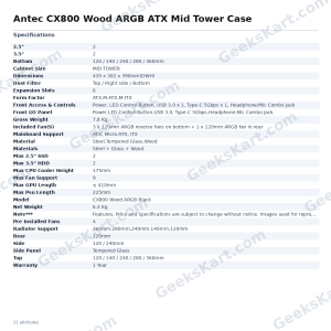 Antec CX800 Wood ARGB ATX Mid Tower Case