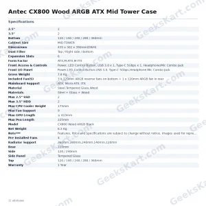 Antec CX800 Wood ARGB ATX Mid Tower Case