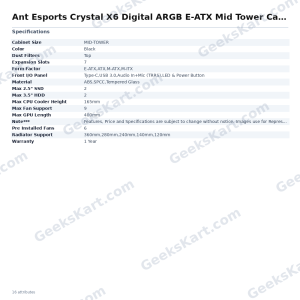 Ant Esports Crystal X6 Digital ARGB E-ATX Mid Tower Case