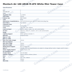 Montech Air 100 ARGB M-ATX White Mini Tower Case
