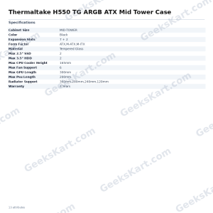 Thermaltake H550 TG ARGB ATX Mid Tower Case