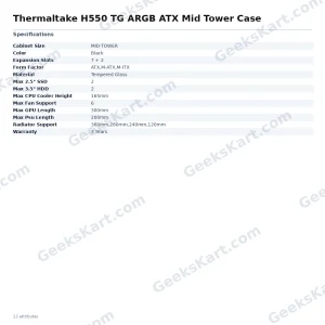 Thermaltake H550 TG ARGB ATX Mid Tower Case