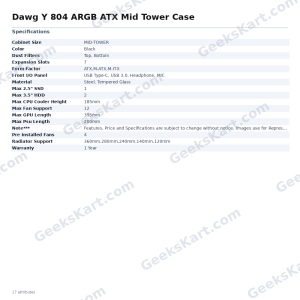 Dawg Y 804 ARGB ATX Mid Tower Case