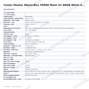 Cooler Master MasterBox TD500 Mesh V2 ARGB White E-ATX Mid Tower Case