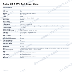 Antec C8 E-ATX Full Tower Case