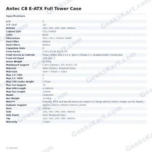 Antec C8 E-ATX Full Tower Case