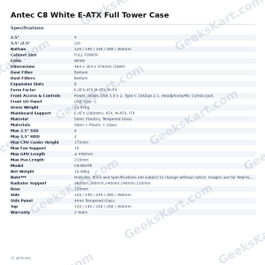 Antec C8 White E-ATX Full Tower Case