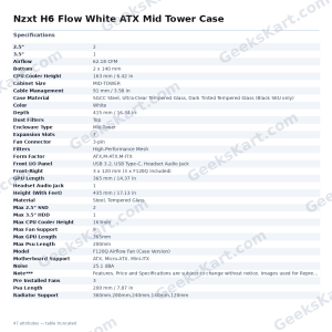 Nzxt H6 Flow White ATX Mid Tower Case