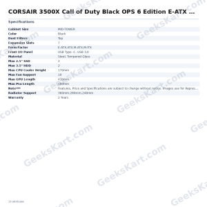 CORSAIR 3500X Call of Duty Black OPS 6 Edition E-ATX Mid Tower Case