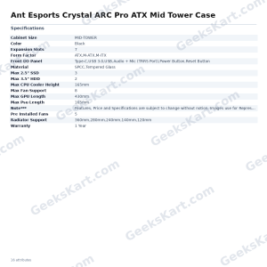 Ant Esports Crystal ARC Pro ATX Mid Tower Case