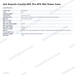 Ant Esports Crystal ARC Pro ATX Mid Tower Case