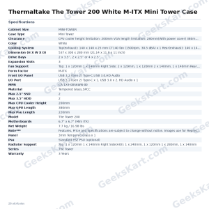 Thermaltake The Tower 200 White M-ITX Mini Tower Case