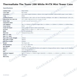 Thermaltake The Tower 200 White M-ITX Mini Tower Case