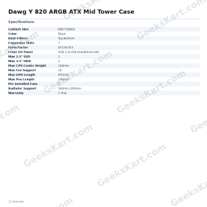 Dawg Y 820 ARGB ATX Mid Tower Case