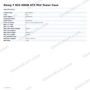 Dawg Y 820 ARGB ATX Mid Tower Case