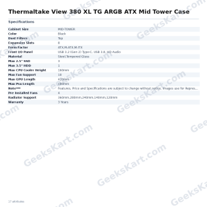 Thermaltake View 380 XL TG ARGB ATX Mid Tower Case