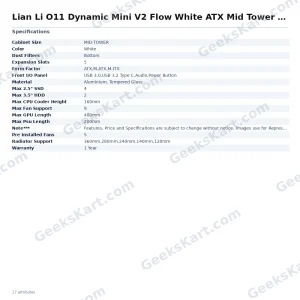 Lian Li O11 Dynamic Mini V2 Flow White ATX Mid Tower Case