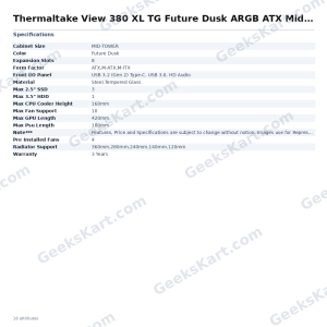 Thermaltake View 380 XL TG Future Dusk ARGB ATX Mid Tower Case