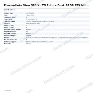 Thermaltake View 380 XL TG Future Dusk ARGB ATX Mid Tower Case