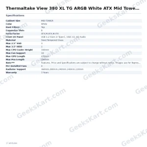 Thermaltake View 380 XL TG ARGB White ATX Mid Tower Case