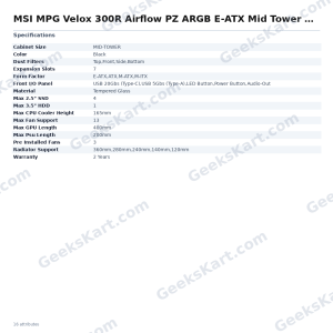 MSI MPG Velox 300R Airflow PZ ARGB E-ATX Mid Tower Case