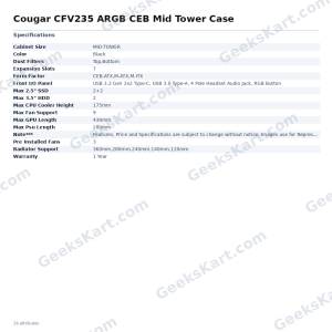 Cougar CFV235 ARGB CEB Mid Tower Case