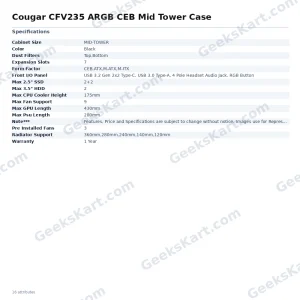 Cougar CFV235 ARGB CEB Mid Tower Case