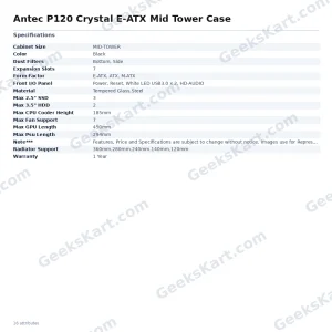 Antec P120 Crystal E-ATX Mid Tower Case
