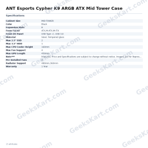 ANT Esports Cypher K9 ARGB ATX Mid Tower Case