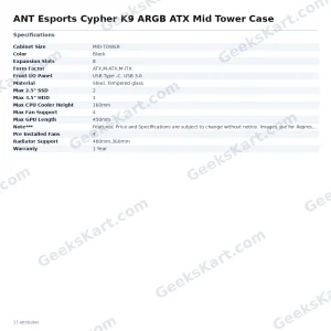 ANT Esports Cypher K9 ARGB ATX Mid Tower Case